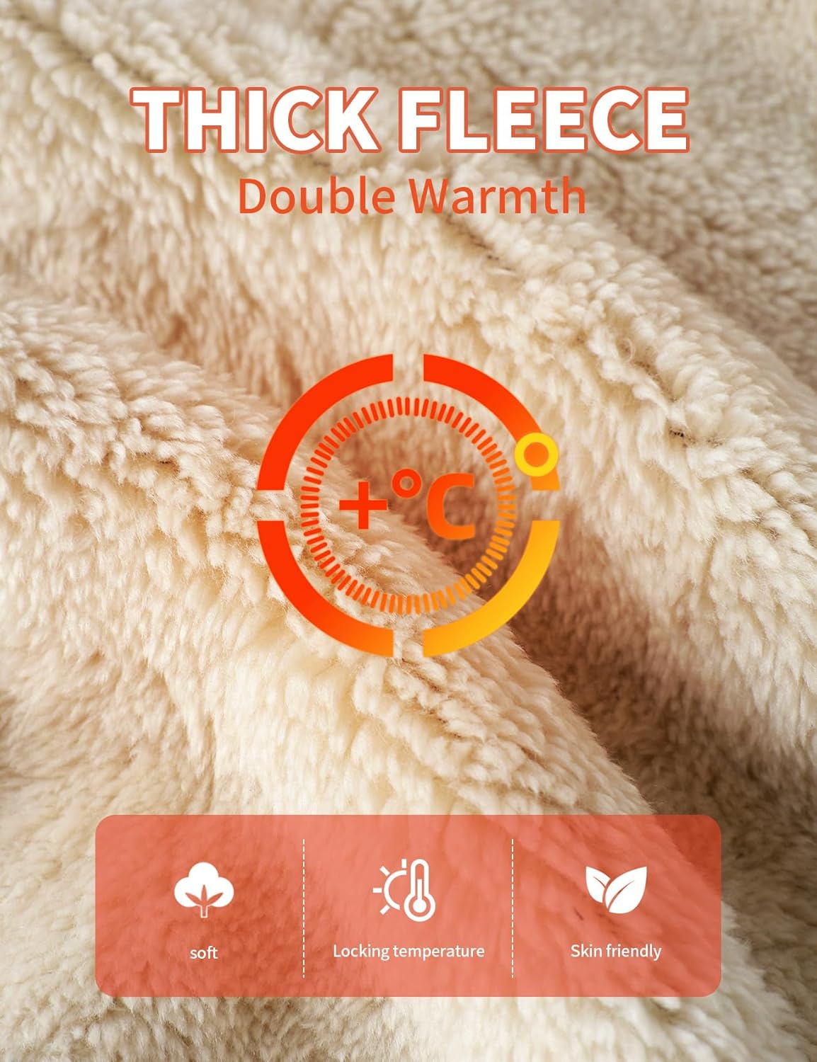 Gihuo Mens Sherpa Hoodies Zip Up Fleece Lined Sweatshirt Hooded Winter Warm Jacket - Image 4