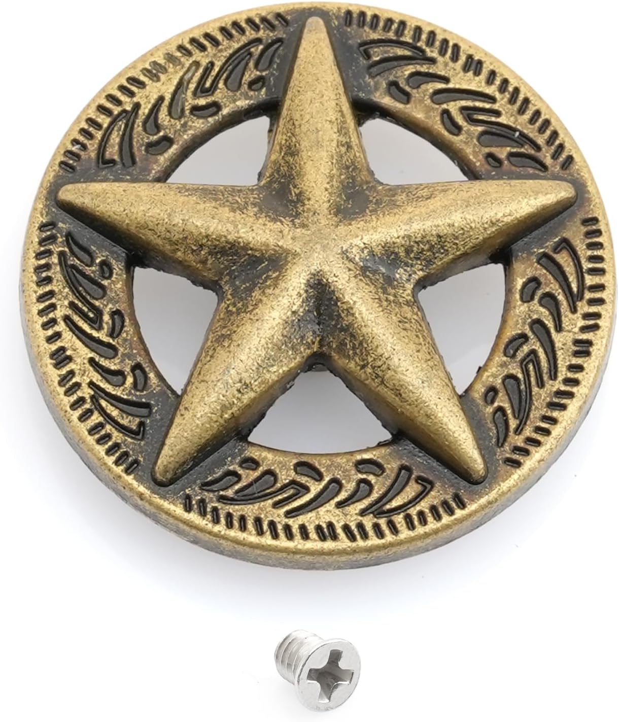 Western Star Concho Screw Back Pack of 2 Texas Rodeo Cowboy Decorative 1 Inch Coin Conchos for DIY Leathercraft S375 (Antique Brass)