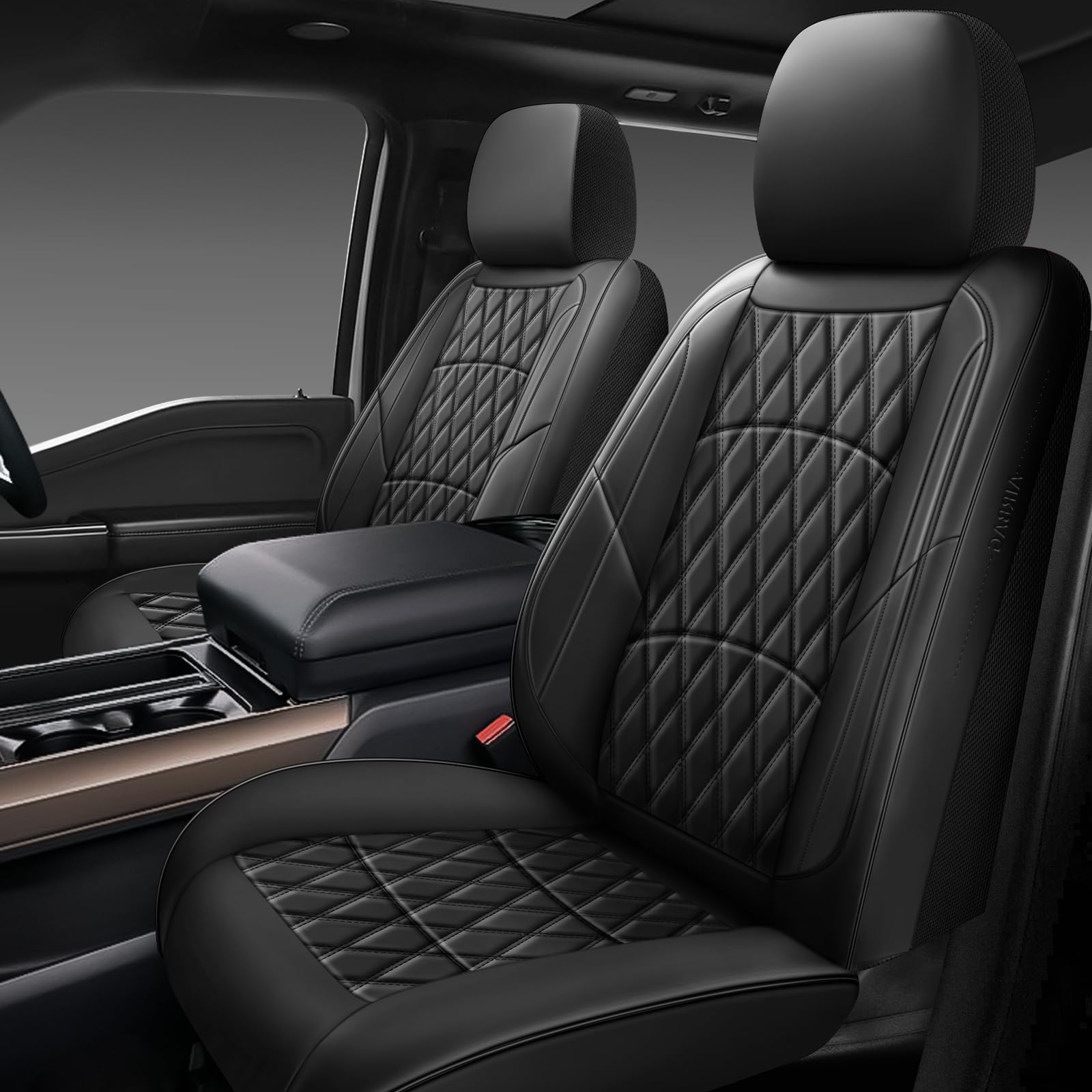 ns yolo leather car seat covers,universal fit for most cars,suvs and sedans,waterproof luxury leatherette cushions, 2 seats protectors (black, front pair-2 seats(driver and passenger))