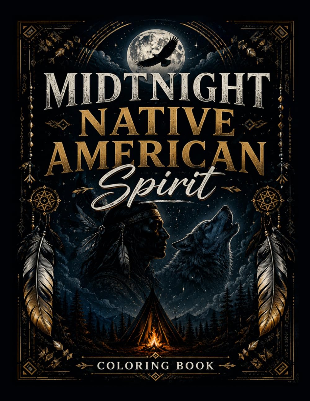 Midnight Native American Spirit Coloring Book: Bold & Easy Sacred Tribal Designs Inspired by Native American Heritage, Wildlife, Dreamcatchers, ... Landscapes for Relaxation & Stress Relief