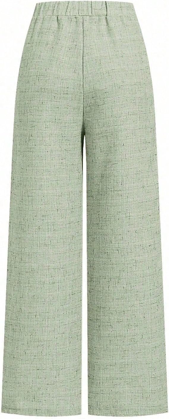 Women's Wide Leg Casual Pants Elegant Summer Office French Linen-Like Pants