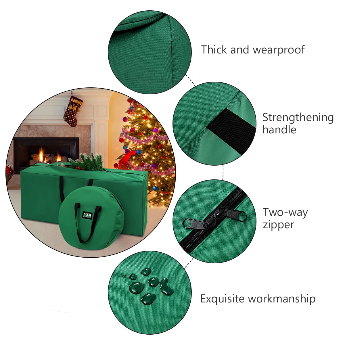 NUOBESTY Borsa portaoggetti in tessuto Oxford per albero di Natale, per organizzare le feste