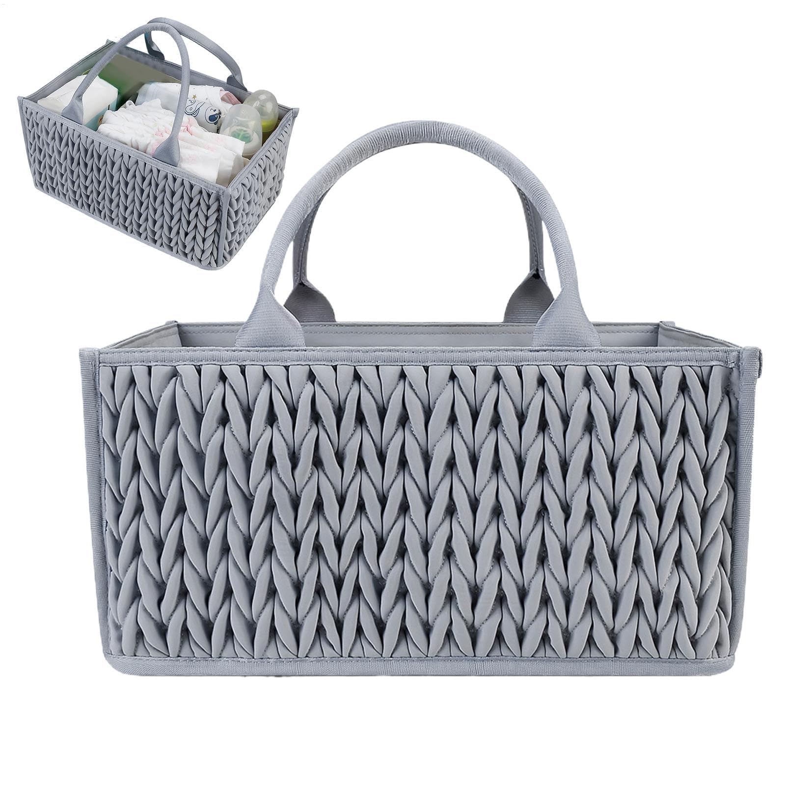 MRKU Basket Storage Box Kitchen Portable Diaper Caddy,Baby Diaper Organizer,Nursery,Baby Wipes