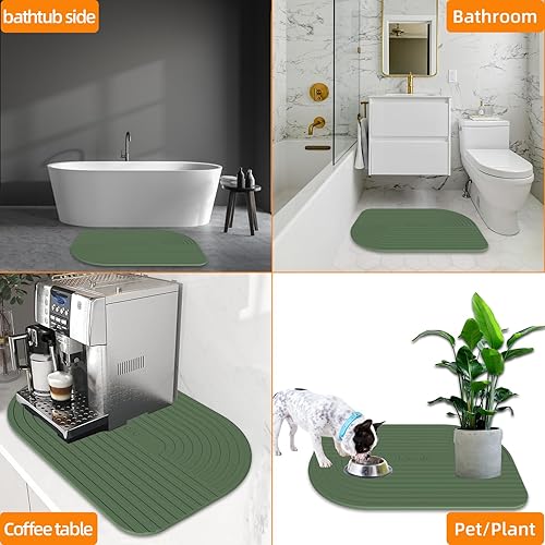 Miniatura 6 de DRYSOLU Tapete de baño de piedra de tierra de diatomeas, tapete de ducha de piedra de secado rápido, ultra absorbente, tapete de diatomita, tapete