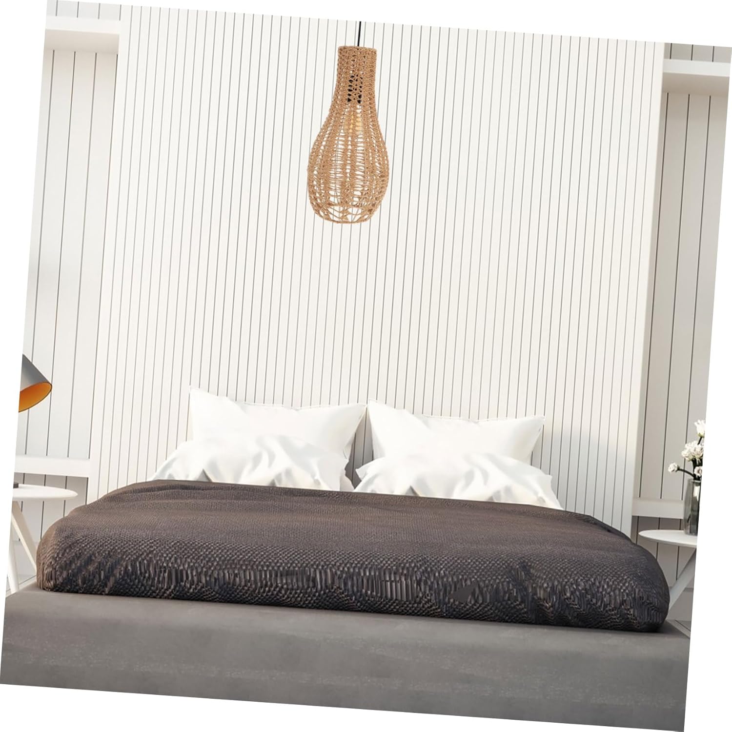 Bohemian Rope Woven Lampshade Pendant Replacement Ceiling Light Fixture for Living Rooms Bedrooms and Cafes Easy to Install and Unique Design