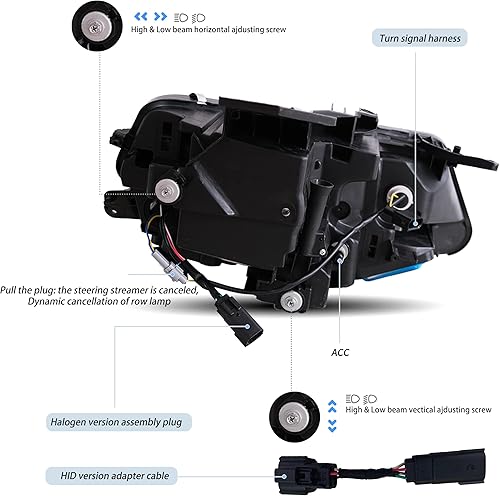 Miniatura 7 de VLAND Conjunto de faros y luces traseras para Chevrolet Camaro 6 generación 2016-2018 (LT, SS, RS, ZL, LS) con animación de inicio, rojoblanco y