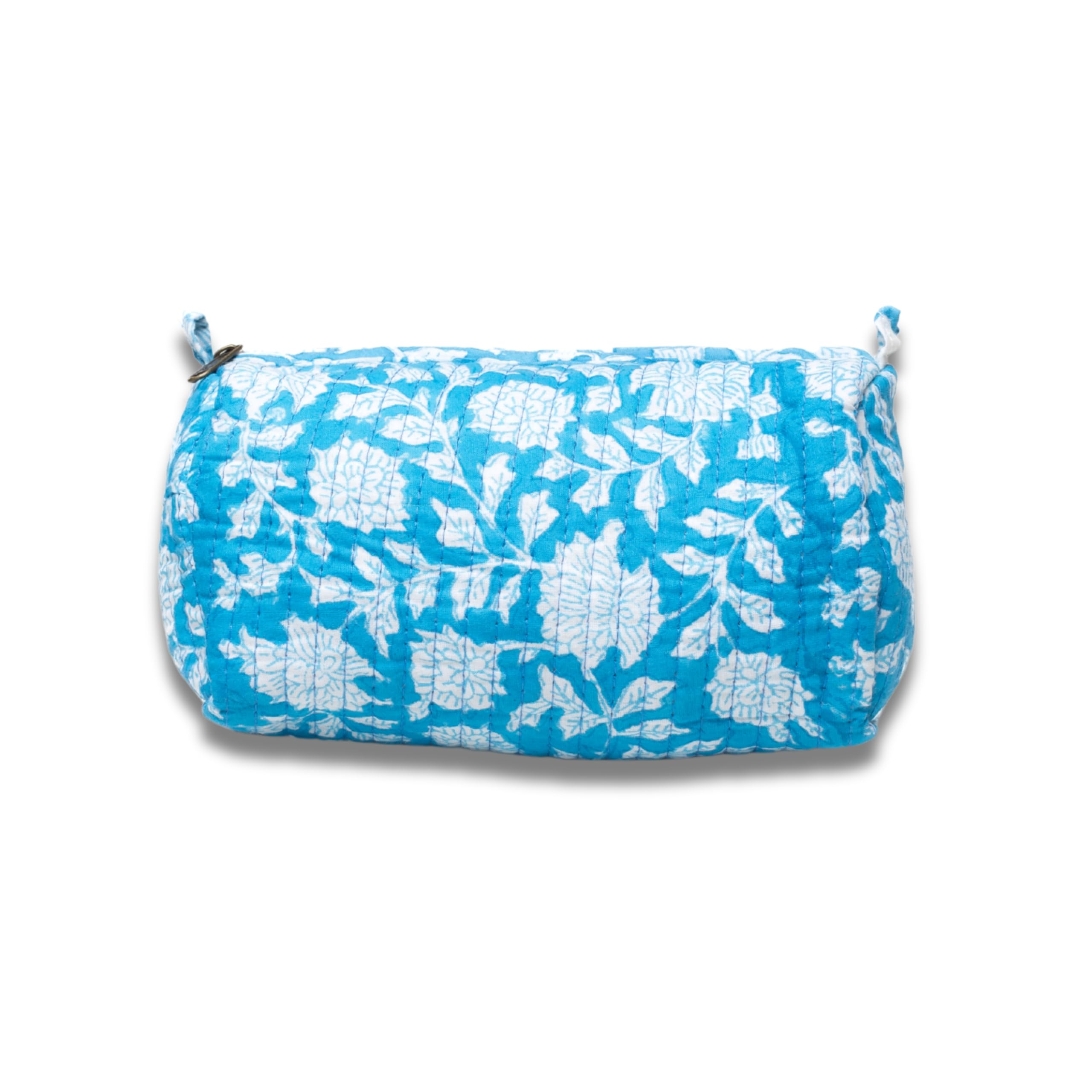 Neceser Print de Viaje Organizador, Bolsa de Aseo, Bolso Maquillaje de algodón Acolchado para Mujeres, Hombres y recién Nacidos con Forrado Impermeable Interior (Blanco Floral, Mediano) — view 10