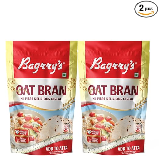 Bagrry's Oat Bran 400gm Pouch, Pack of 2 | High in Fibre & Protein | Good Digestive Health | Helps Reduce Cholesterol & Manges Weight