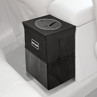 Car Trash Can with Lid - Collapsible, Portable Garbage Bin, Leak-Proof Car Organizer, 1.82 Gallons Multipurpose Trash Bin