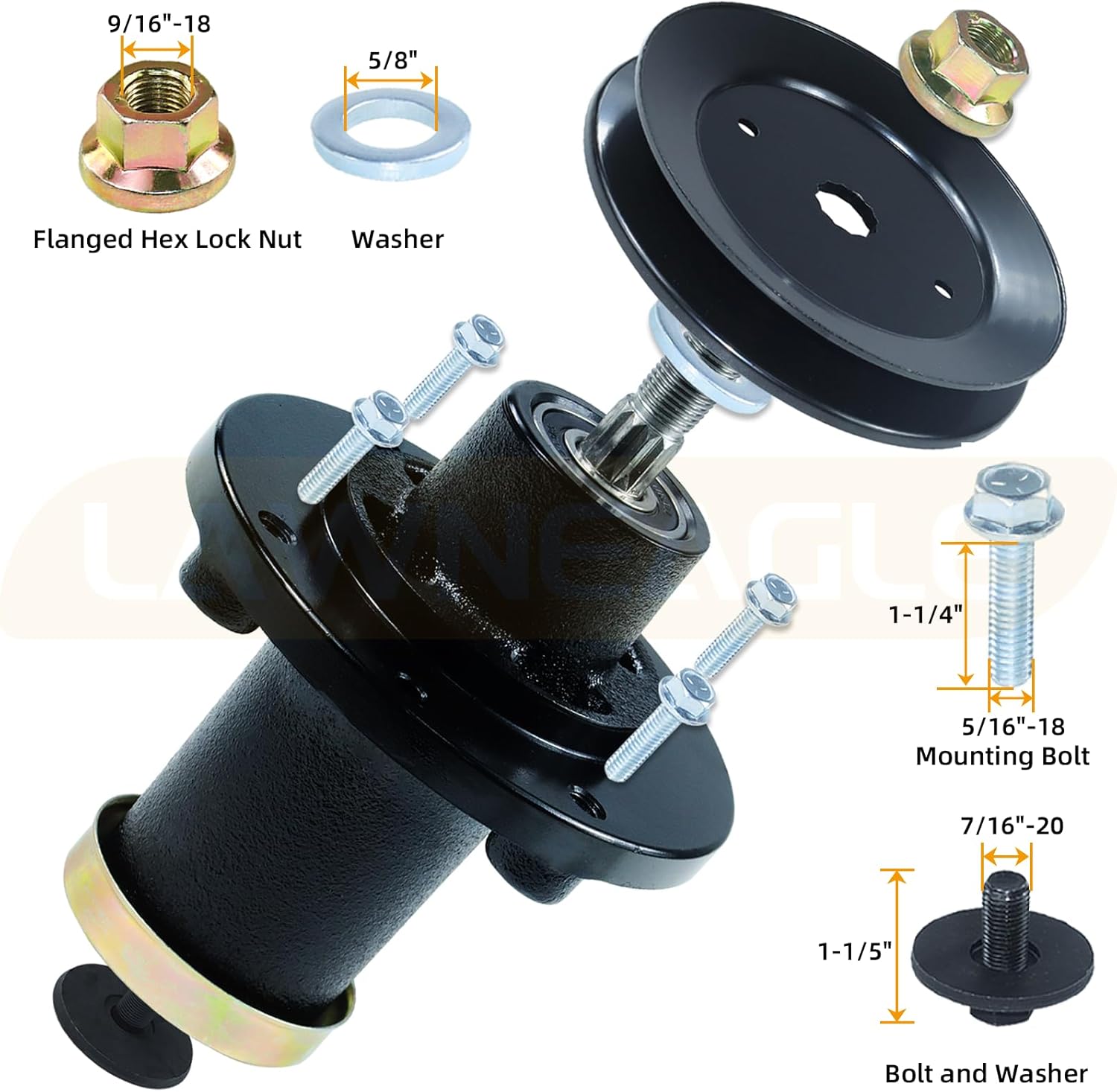 539131898 Spindle Assembly with 532173434 Pulley Replaces Husqvarna 539131898 Husqvarna Spindle Assembly 539131898 for Husqvarna TS348XD, TS348D, YT48DXLS, GT48DXLS, LGT48DXL 48" Mowers