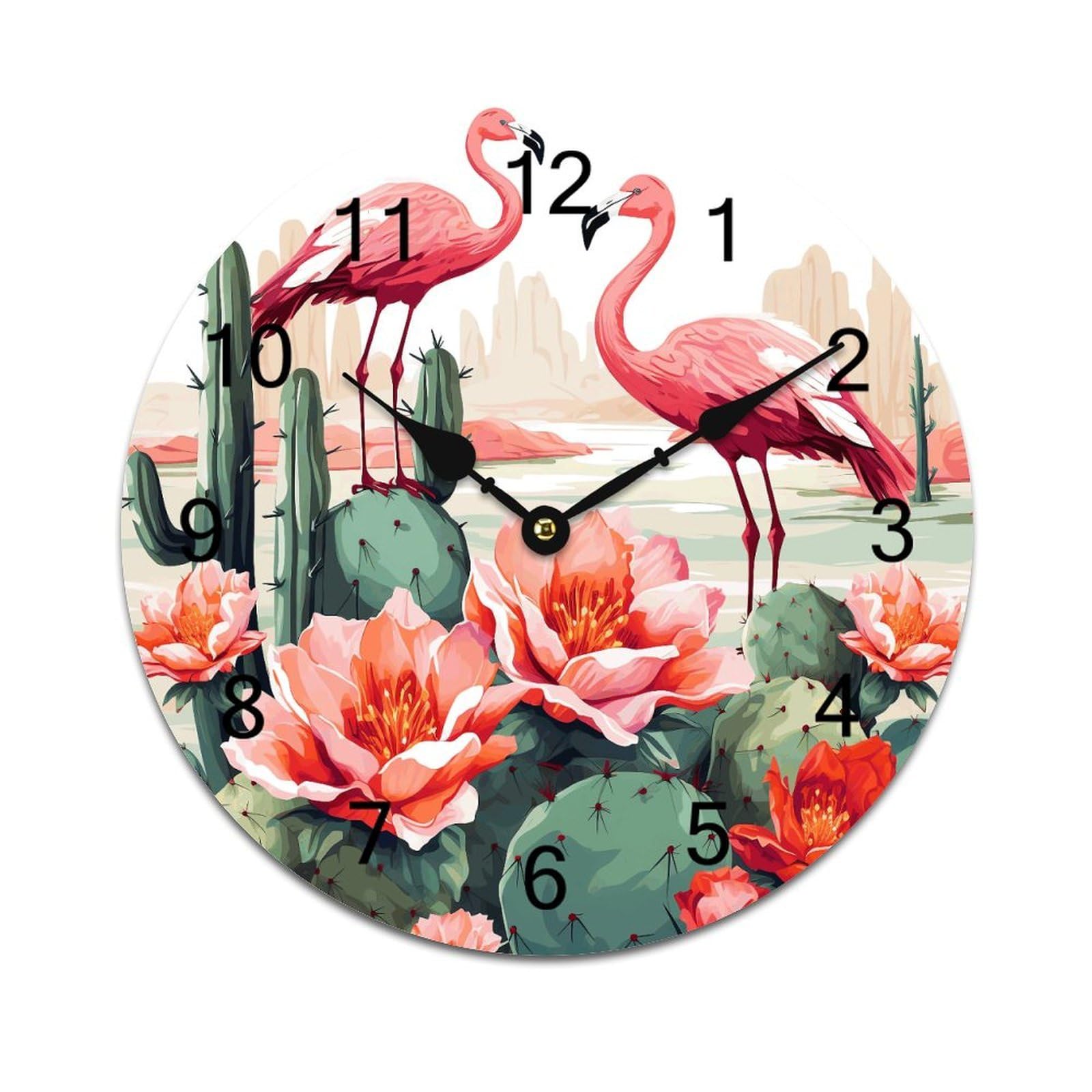 Horloge murale sans tic-tac en PVC decorative cactus pour retrouver le sommeil