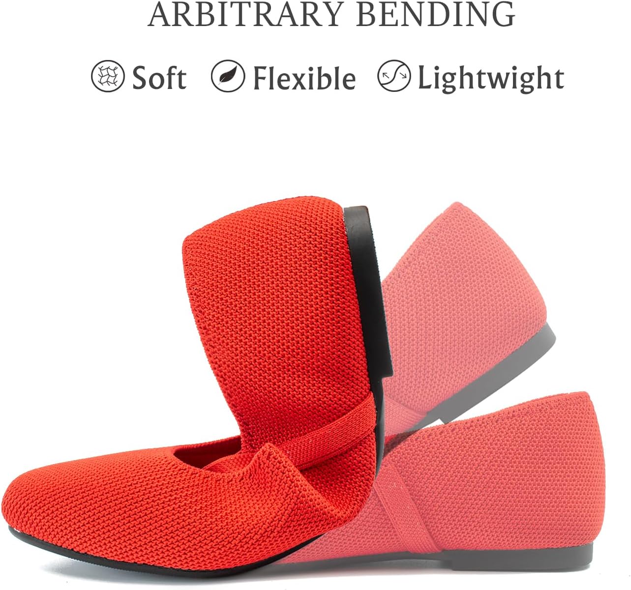 Knit Flats for Women Square Toe Flats Casual Ballet Flats with Ankle Strap,Mary Jane Shoes Women Comfortable for Dressy Office - Image 5