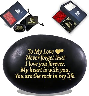 Anniversary Wedding Gifts for Him Her Boyfriend Girlfriend Husband Wife, Unique Engraved Rock Gifts with Romantic Words, 2.3-3.5 inches Stones Gifts