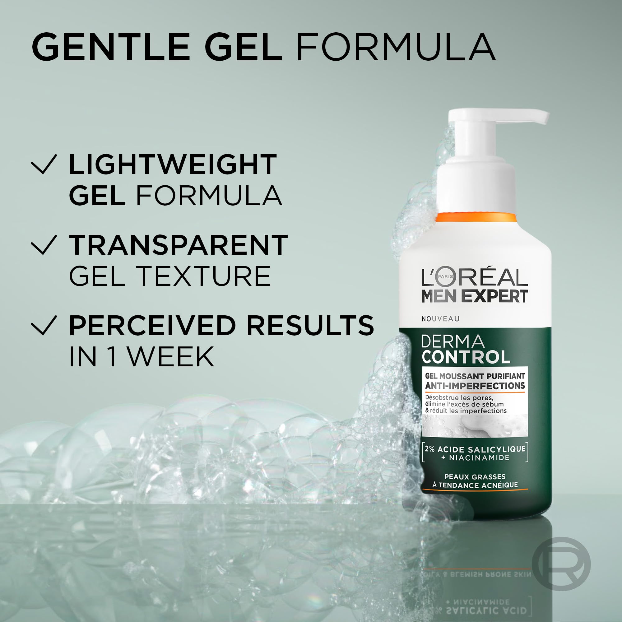 L'Oréal Men Expert Derma Control Purifying Cleansing Gel for Oily & Blemish-Prone Skin - Image 4