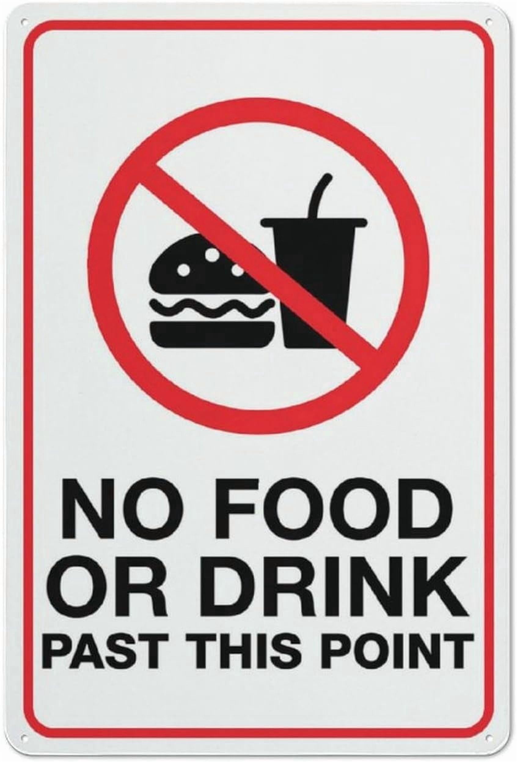 (2-Pack) Metal Tin Sign No Food Or Drink Past This Point Sign For House 12"" X 8"" Yard Sign, Premium Sun-Proof, Rust-Free