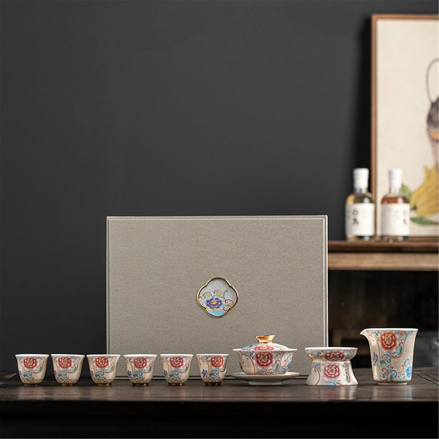 Enamel Chinese Tea Set - Complete Gaiwan and Teacup Kit for Traditional Brewing-set4