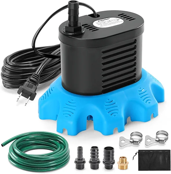 FIDISP Pool Cover Pump, 850 GPH Water Pump for Pool Draining With 4 Hose Adapters, 23 FT Drain Hose, 25 FT Power Cord, Pool Cover Pumps Above Ground for Drainage of Pool Covers, Ponds and Tubs(Blue)