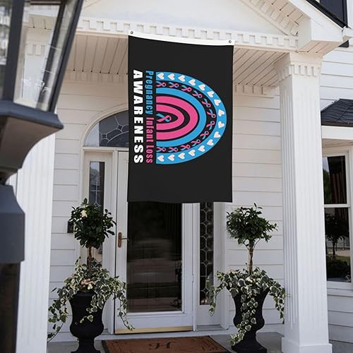 Miniatura 5 de Bandera de 3 x 5 pies para embarazo, concientización sobre la pérdida del bebé, arco iris, de doble cara, grande para pared, dormitorio, sala de