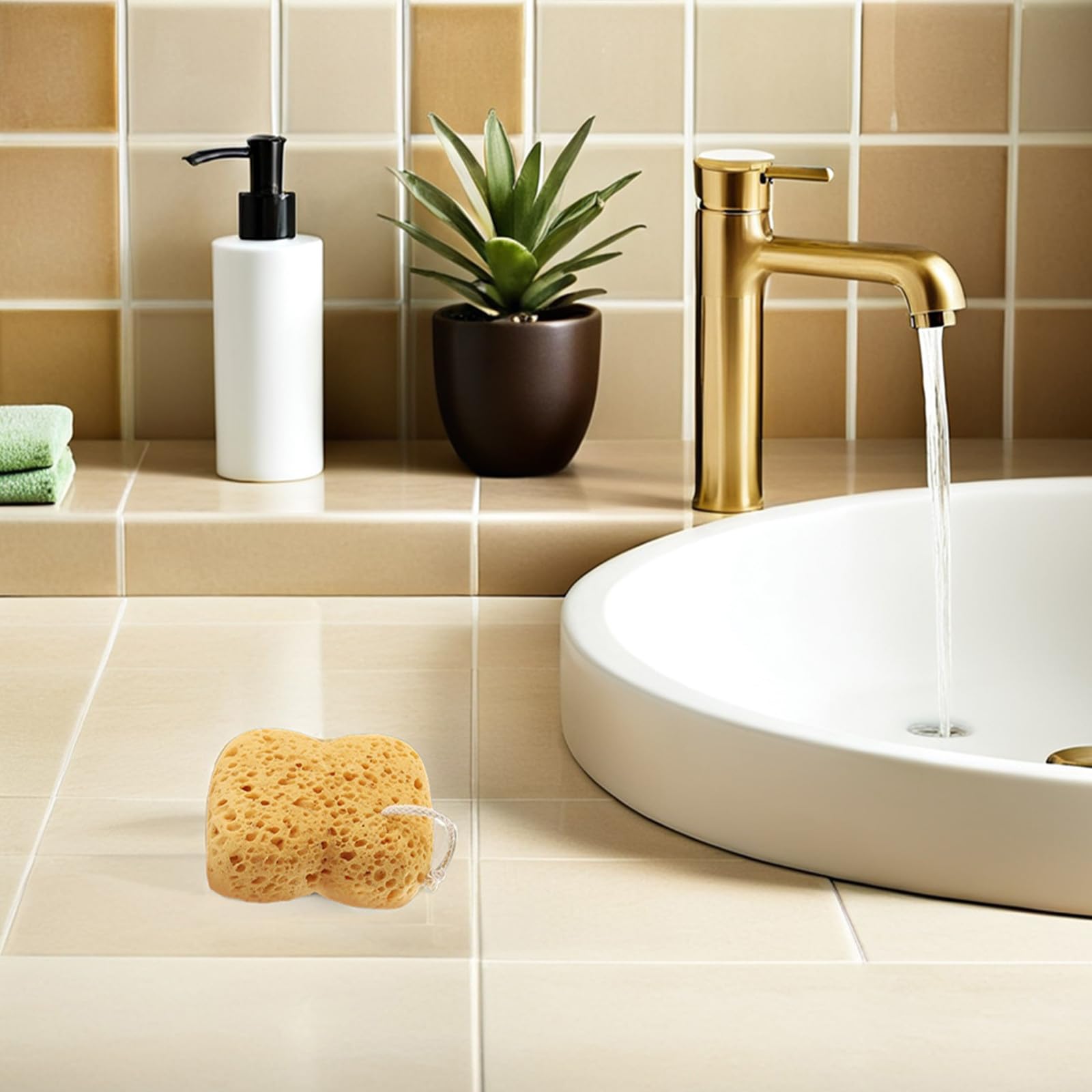 6 Piezas Esponja Altamente Exfoliante Natural Baño Estructura de Panal de Absorbente Ergonómica y Adecuado para Ducha y Delicada
