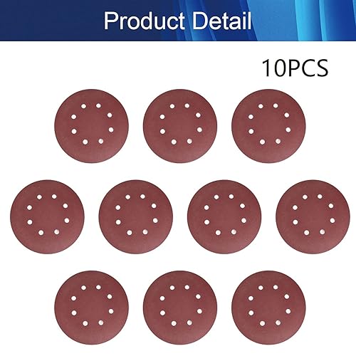 Miniatura 4 de 10 discos de lijado redondos de grano 120 de 7 pulgadas, 8 agujeros, papel de lija de óxido de aluminio para lijadora orbital aleatoria y lijadora