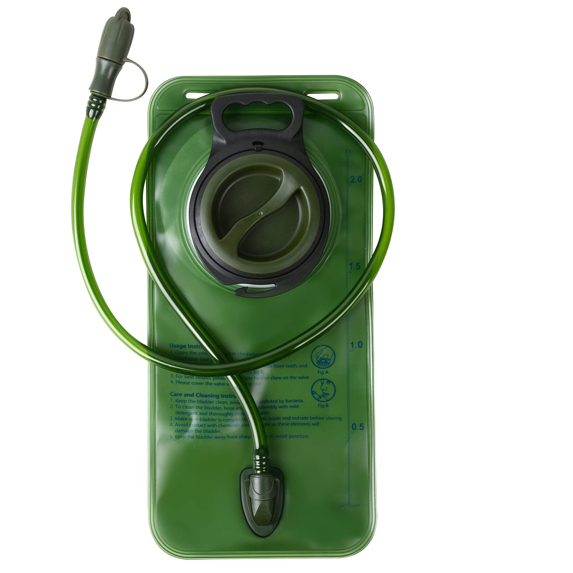Hydration Bladder 2 Liter Military Water Storage Bladder Bag with Wide Opening, BPA Free, Leak-proof Water Reservoir with Insulated Tube, Hydration Backpack for Camping Hiking Camping Cycling, Green