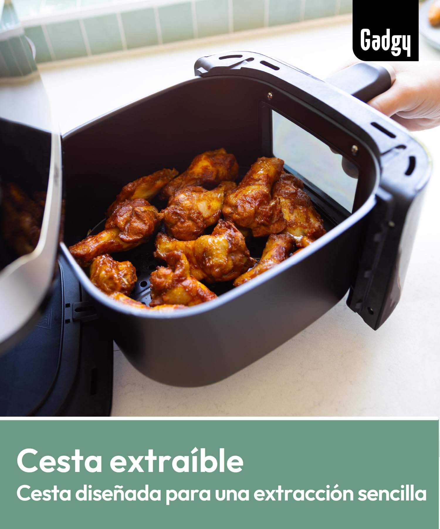 Gadgy Freidora de Aire 5 L 1400 W con Ventana y Pantalla Táctil | Airfryer con 7 Programas de 80 a 200 Grados Cesta Antiadherente para Patatas Pollo Pescado Verduras y Snacks