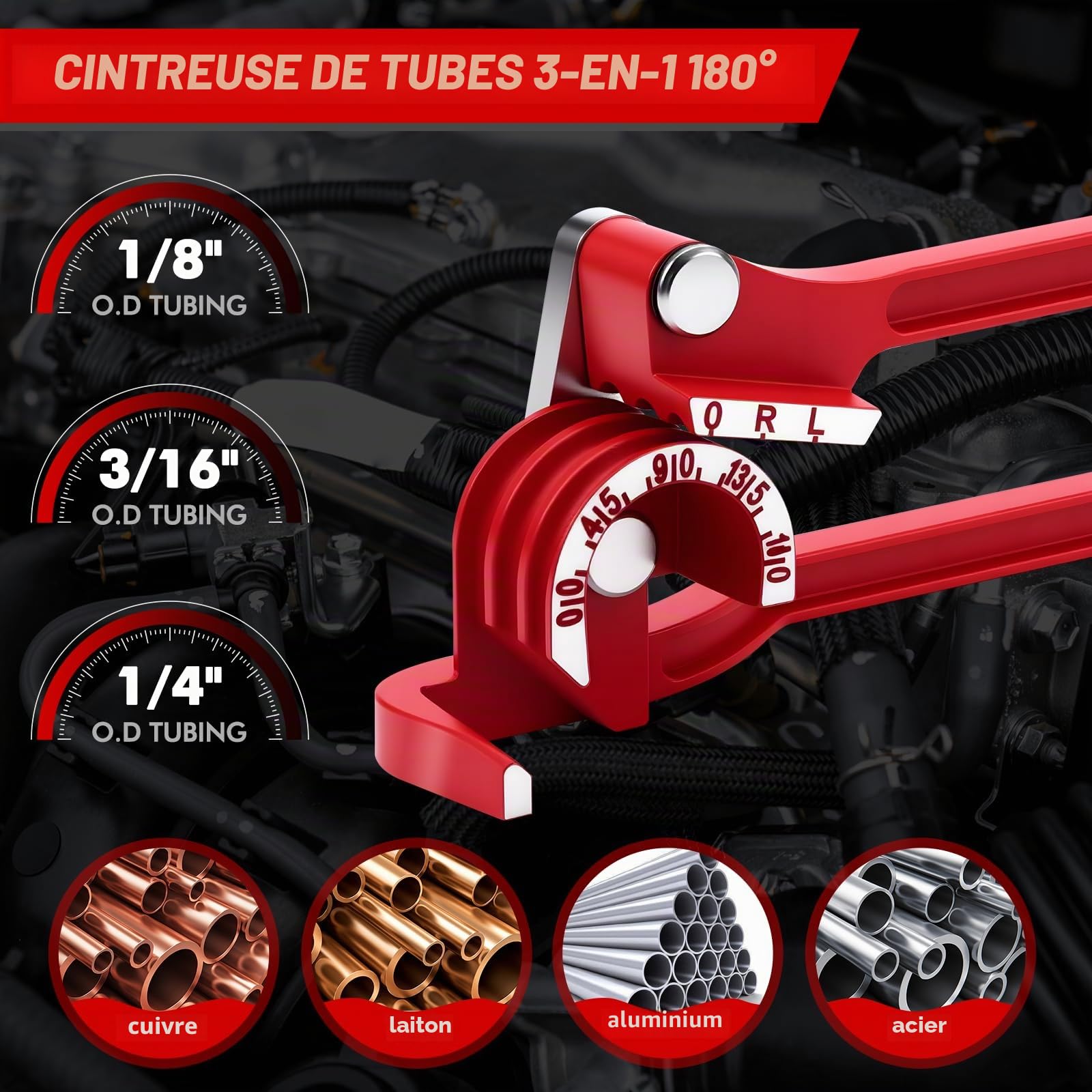 KAOLALI Kit Tuyau Frein Voiture, Ligne Frein en Acier Cuivré 7.6 M, Ø4,75mm, avec 16 Raccords + 4 Connecteurs, 3 en 1 Cintreuse Tube Cuivre, IdéAl pour Les SystèMes De Freinage Hydrauliques De Voiture
