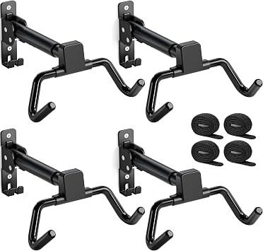 monTEK Bike Wall Mount with Helmet Hook, Adjustable Distance & Angle, 30kg