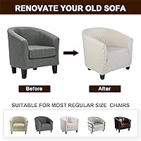 Vista 7 de SearchI - Funda elástica para silla de club, fundas para silla de barril, fundas de jacquard para silla de bañera, fundas de elastano para sillón