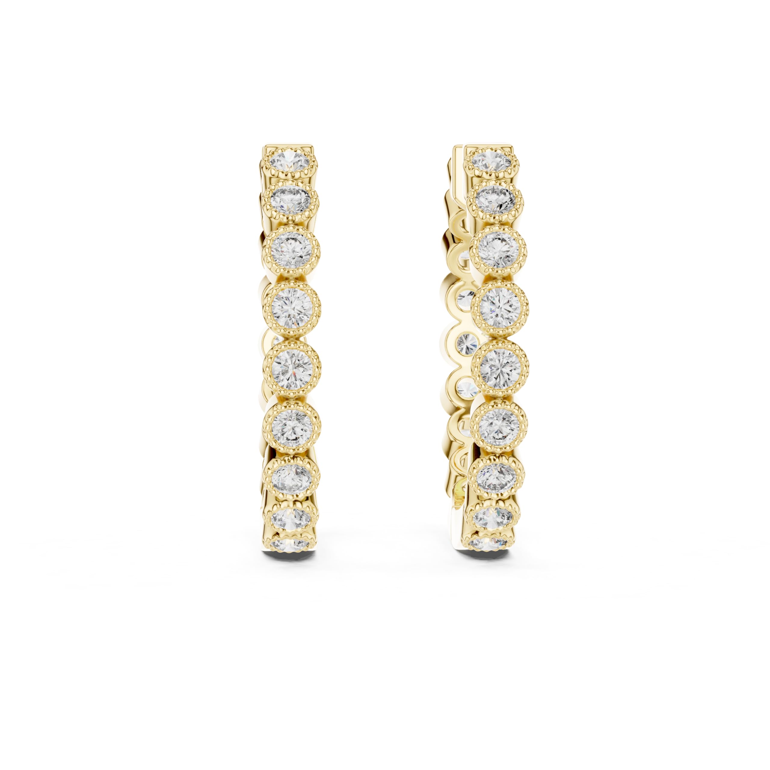 Lab Grown 0.36CT Diamond Hoop Earrings | Round Cut |14K Gold | Yellow/White/Rose | Inside Out Huggie Hoop Earrings for Women-picture-21