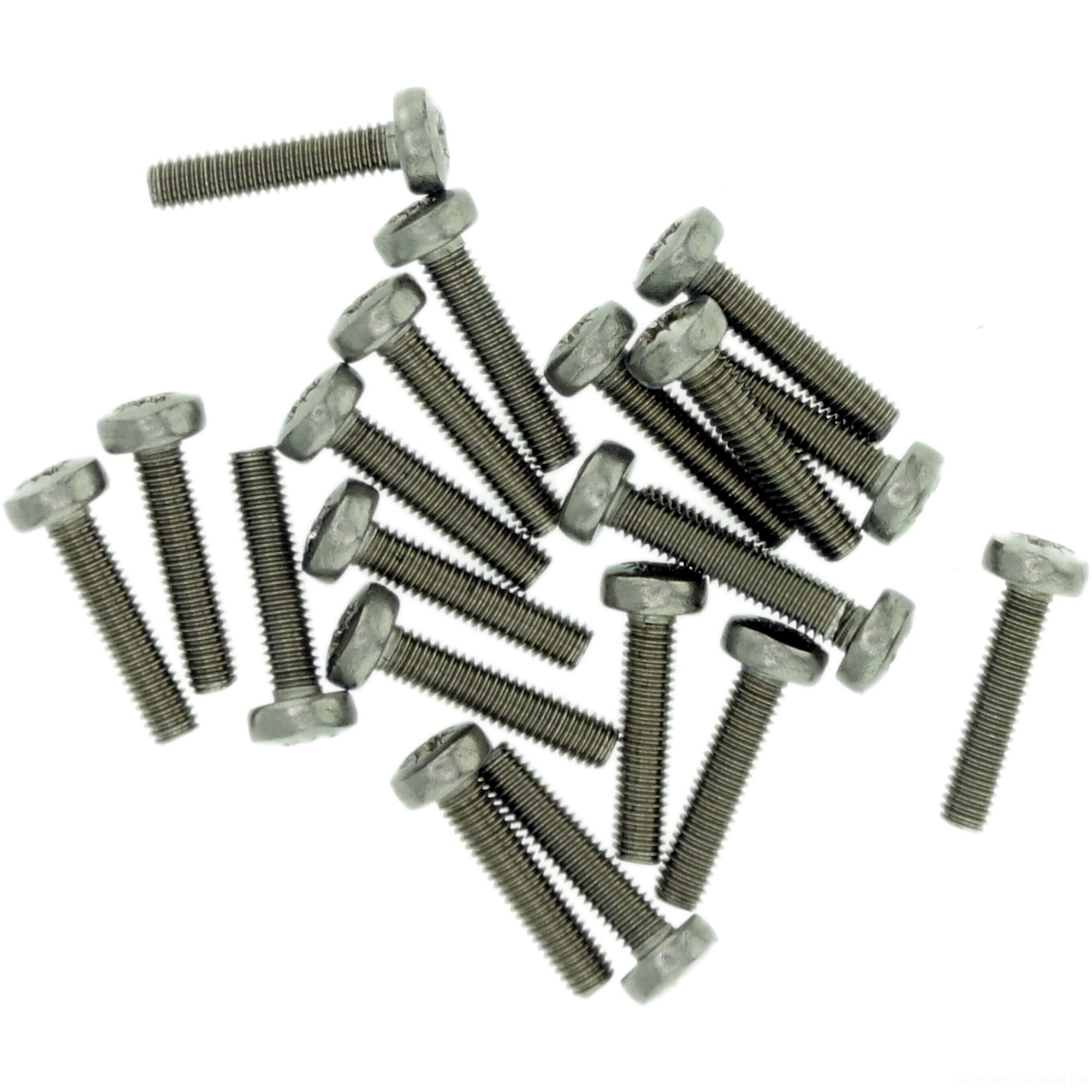 Singularity Supplies M2.5 (2.5Mm X 18Mm) Pozi Pan Machine Screw (Bolt) - Stainless Steel (A2) (Pack Of 20)