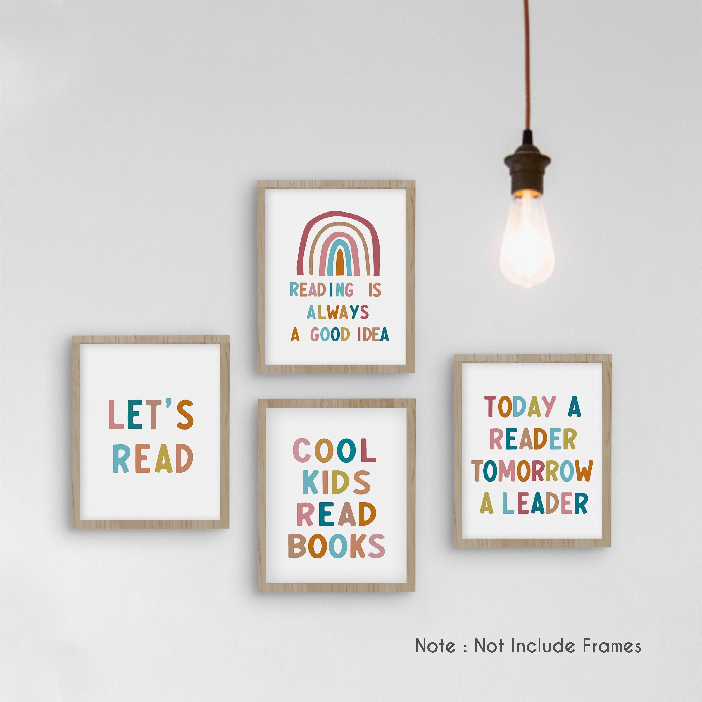 4er Set Kinderzimmer Poster - Boho Regenbogen Motive Für Lesezimmer & Klassenzimmer