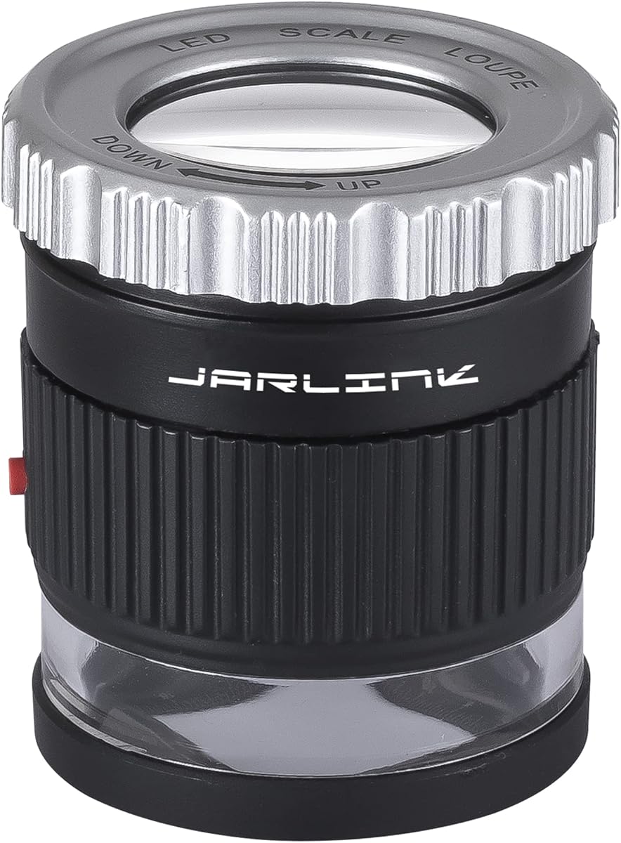 JARLINK Lupa de joyero focal ajustable 30X con 3 LED, negro | Longitud focal ajustable con 3 luces LED, utilizada para observación de gemas, joyas, monedas y sellos