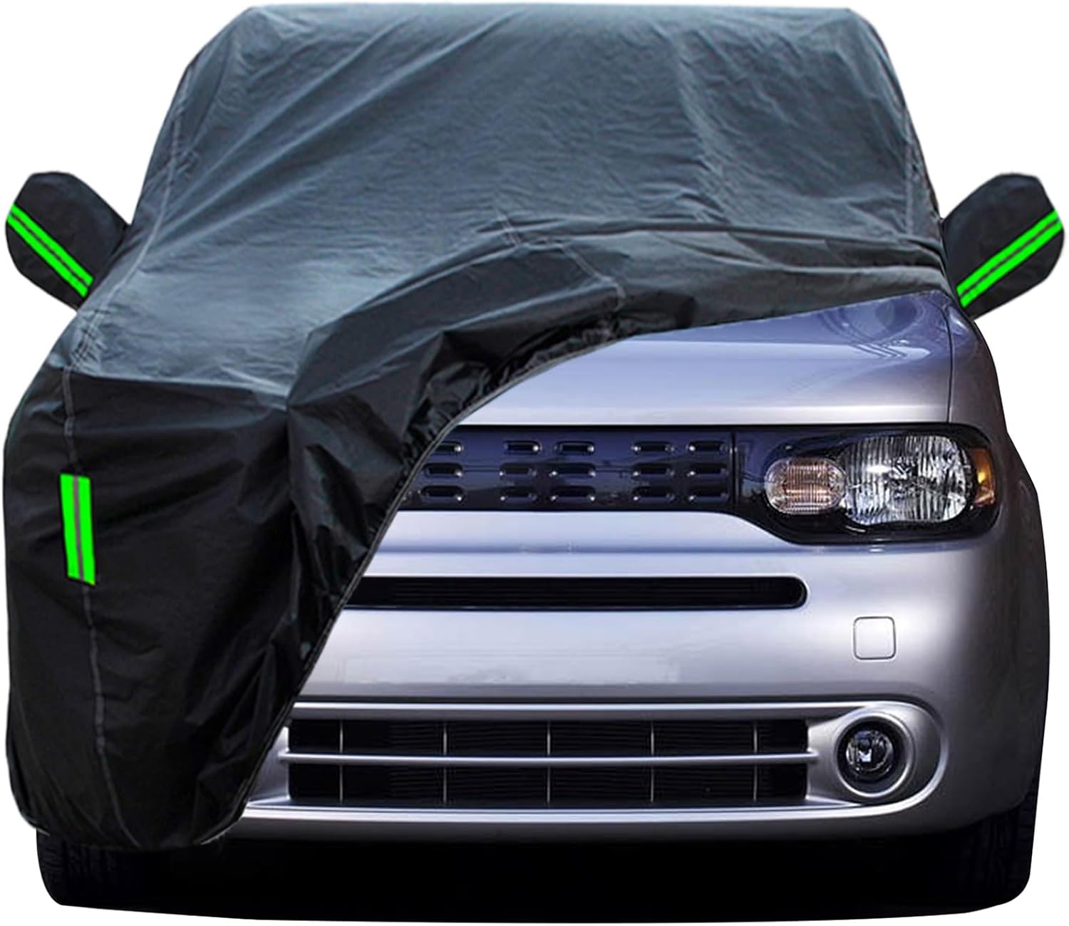 WOLWES Waterproof Car Cover Suitable for 2005-2013 Nissan Cube Kaizen/LDN,Hail Protector car Cover,Outdoor Full Coverage rain, Sun and UV Protection(Size:Cube Kaizen), Black