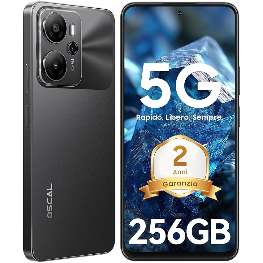 OSCAL Smartphone 5G 2025, 24GB+256GB/2TB-TF Telefono Cellulare, Octa-Core, 6.67