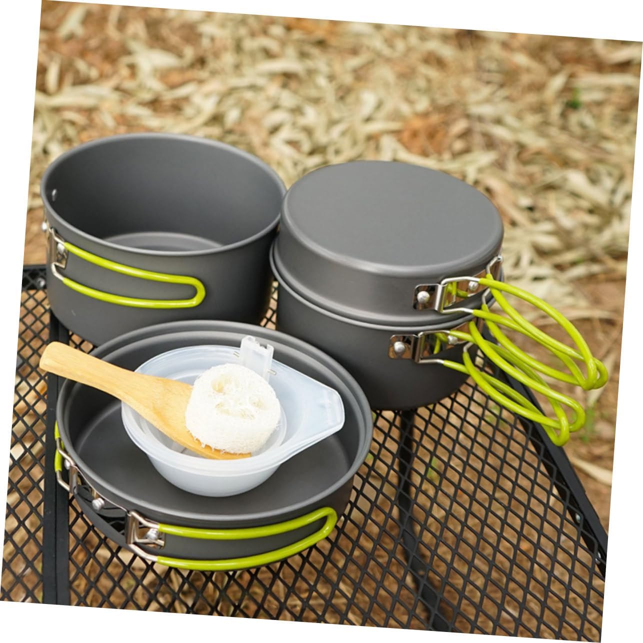 1set Portable Nonstick Camping Cooking Frying Pans Bowls Spatula Spoon for Outdoor Activities and Picnics