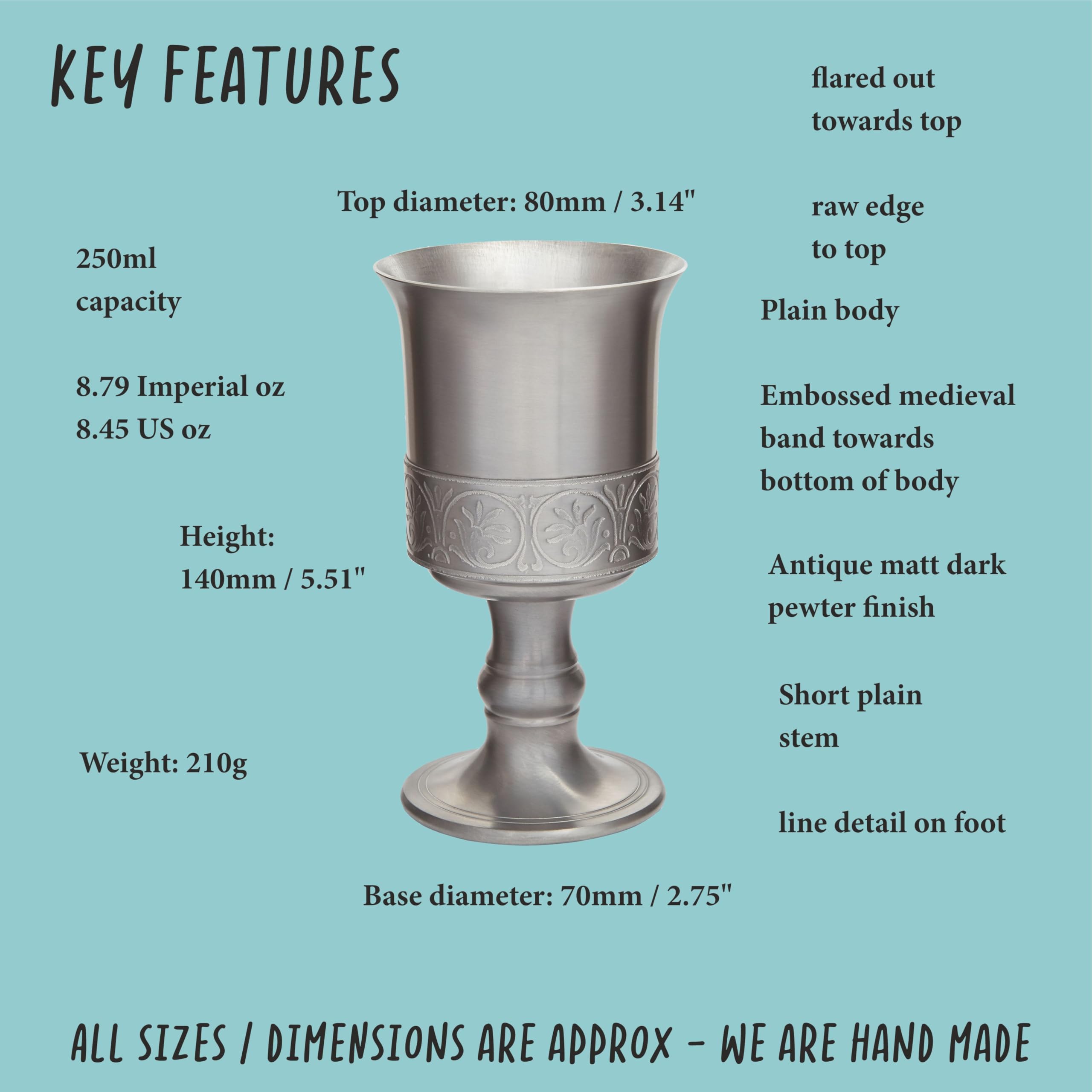 Wentworth Pewter Gobelet en étain finition antique médiévale gravé gratuit