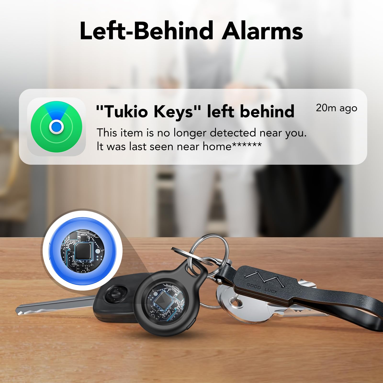 Tukio Air Tracker Tags 4 Pack Blu, Smart Air Tracker Localizzatore Funziona con Apple Dov'è App (solo iOS),5.3 Bluetooth Tracker Trova Oggetti per Chiavi,Bagagli,Valigie, Air Tag Batteria Sostituibile