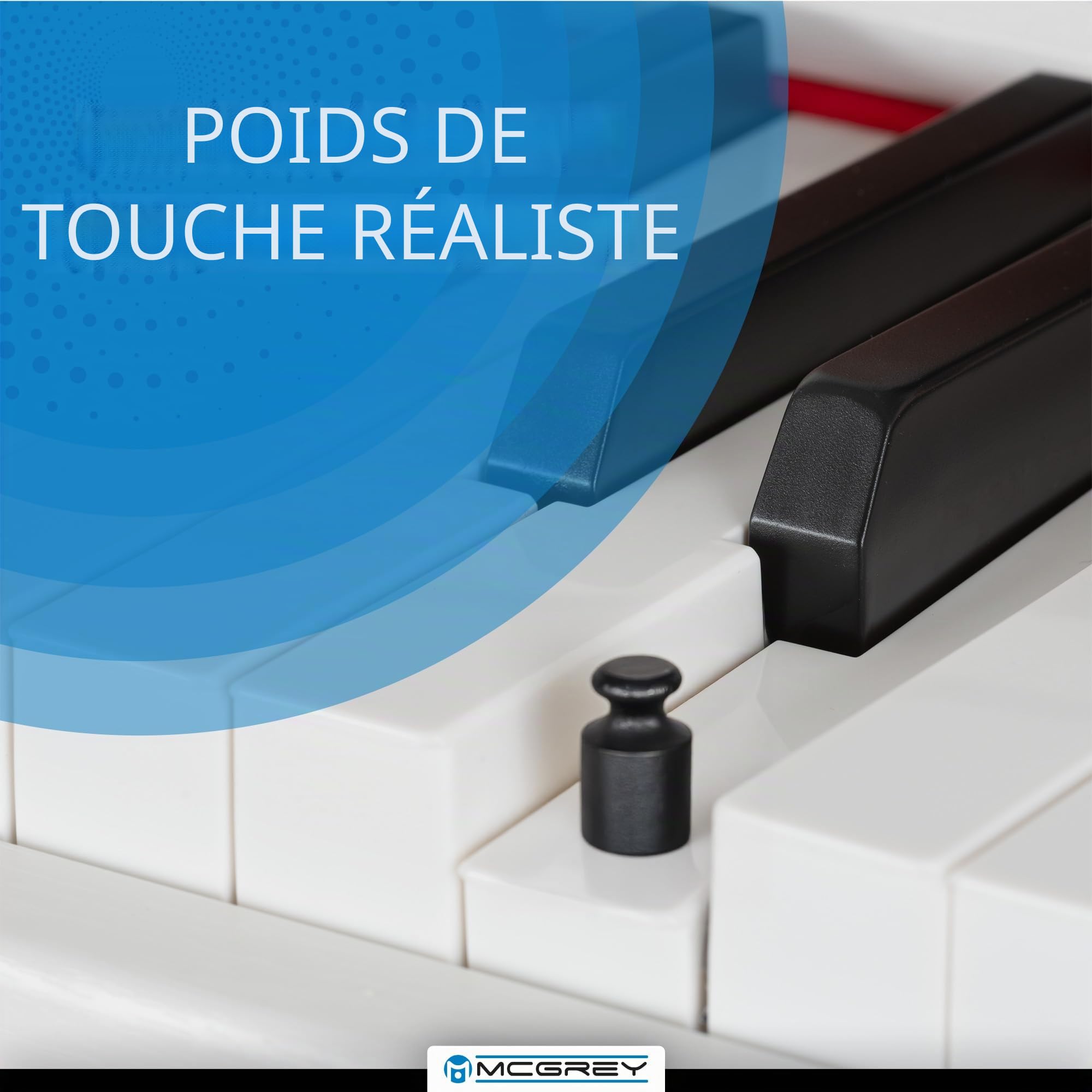McGrey DP-19 WM Piano numérique avec 88 touches lestées avec clavier pondérée action de marteau et vélocité - 8 sonorités - 32 rythmes - Clavier électrique avec 3 pédales - Blanc mat