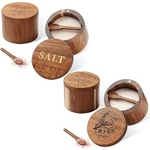 Timtopno Rose & SALT and Rose & Bird Engraved Acacia Wood Salt Cellars