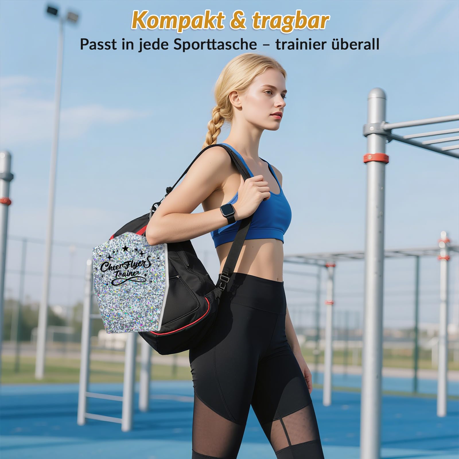 BORISI Cheerleading Stunt & Balance Trainer für Flyer, Grau | Flyer-Training, Niedrige Höhe, Rutschfeste Basis, Holz & Kunststoff, Griff, Core-Kontrolle, Bis 100 kg