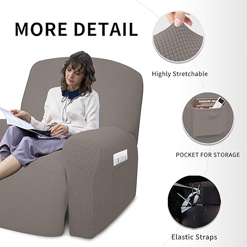 Miniatura 259 de Funda elástica para sofá reclinable de fácil colocación, Tela mezcla de poliéster Algodón, Arena