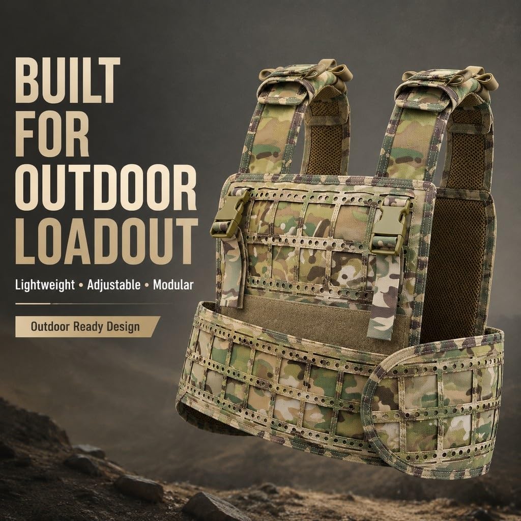 Lekka Kamizelka Taktyczna Camo Molle Regulowany Modułowy Nośnik Płyty 1000D Nylon Outdoor Airsoft Polowanie