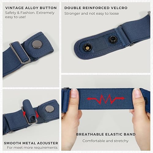 Miniatura 2 de BELTROAD Cinturones sin hebilla para hombres y mujeres, cinturón lateral sin hebilla, cinturón elástico ajustable invisible sin hebilla