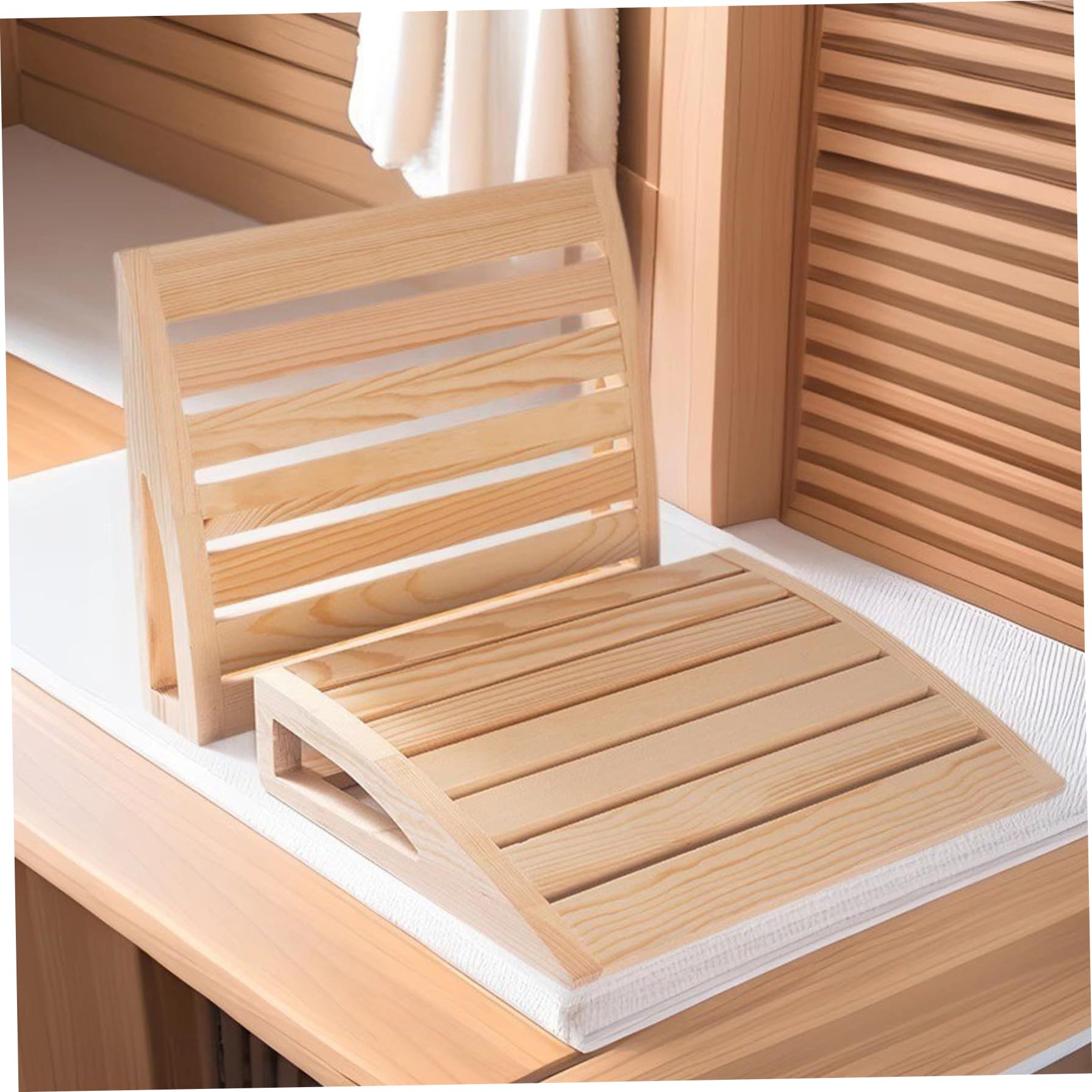 Sauna-Kopfstütze aus Holz, ergonomisches Nackenstützkissen zum Entspannen in der Sauna, rustikales Spa und Zubehör für Männer und Frauen, bequeme Rücken- Nackenstütze