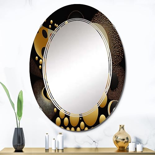 Miniatura 2 de Golden Circular Universe II - Espejo de tocador, espejos de baño, espejos de pared para sala de estar, dormitorio, espejo ovalado, grande, 20 x 30