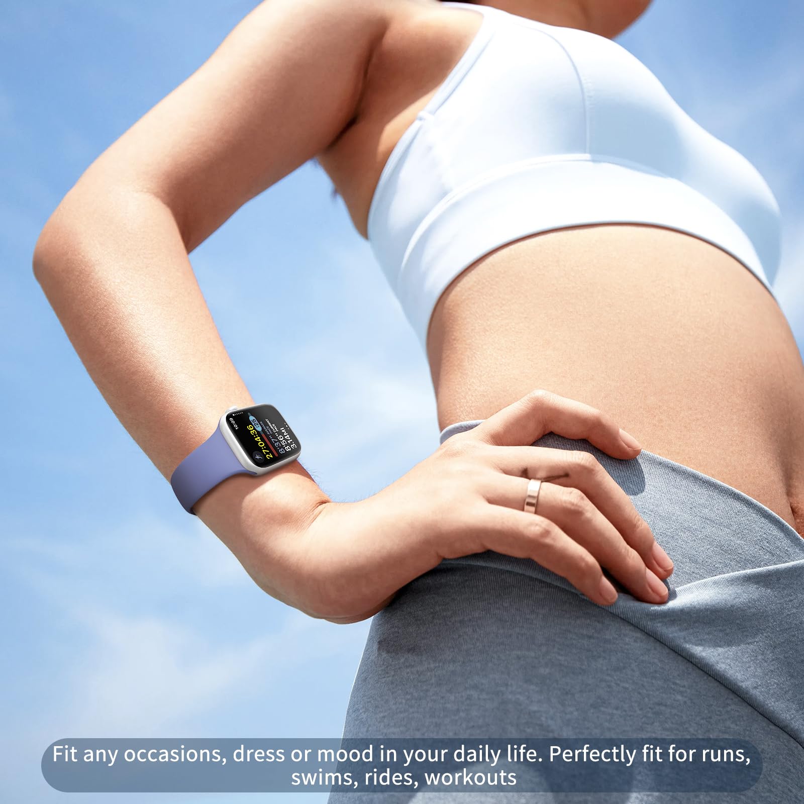 AMSKY 6 Pezzi Cinturini Compatibile con Cinturino Apple Watch 40mm 44mm 46mm 45mm 42mm 41mm 38mm 49mm Donna Uomo, Sportivi Silicone Compatibile con Apple Watch Se Ultra Series 10 9 8 7 6 5 4 3 2 1