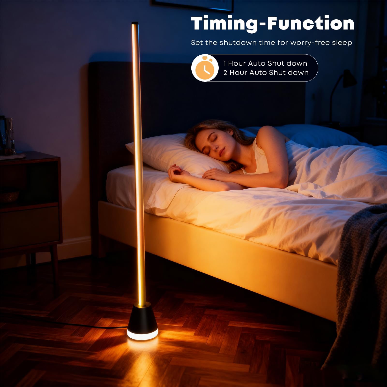 LQWELL Ściemnialna lampa podłogowa LED RGBIC, 150 cm, inteligentna lampa narożna z pilotem, aplikacją, 16 milionów kolorów, tryb muzyki DIY, funkcja timera