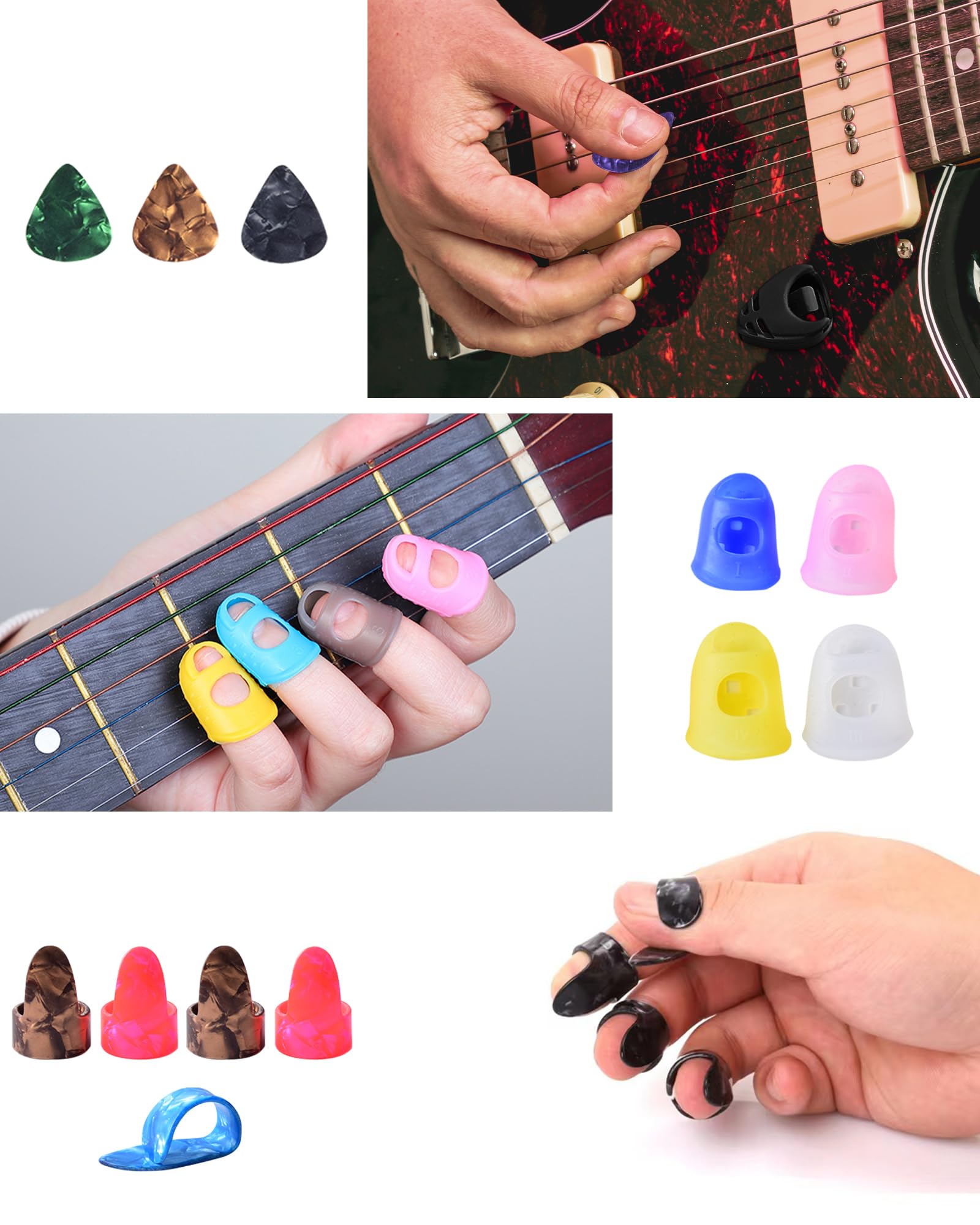 Kit Accessori per Chitarra 63 Pezzi con Accordatore, Capotasto, Corde, Plettri