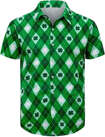 Mens Party Print Button Down Collared Short Sleeve Casual Shirt